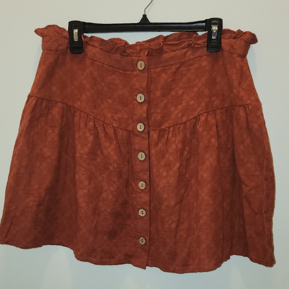 100% Cotton True Craft Ruffle Polka Dot Button Feature Mini Skirt Size XL